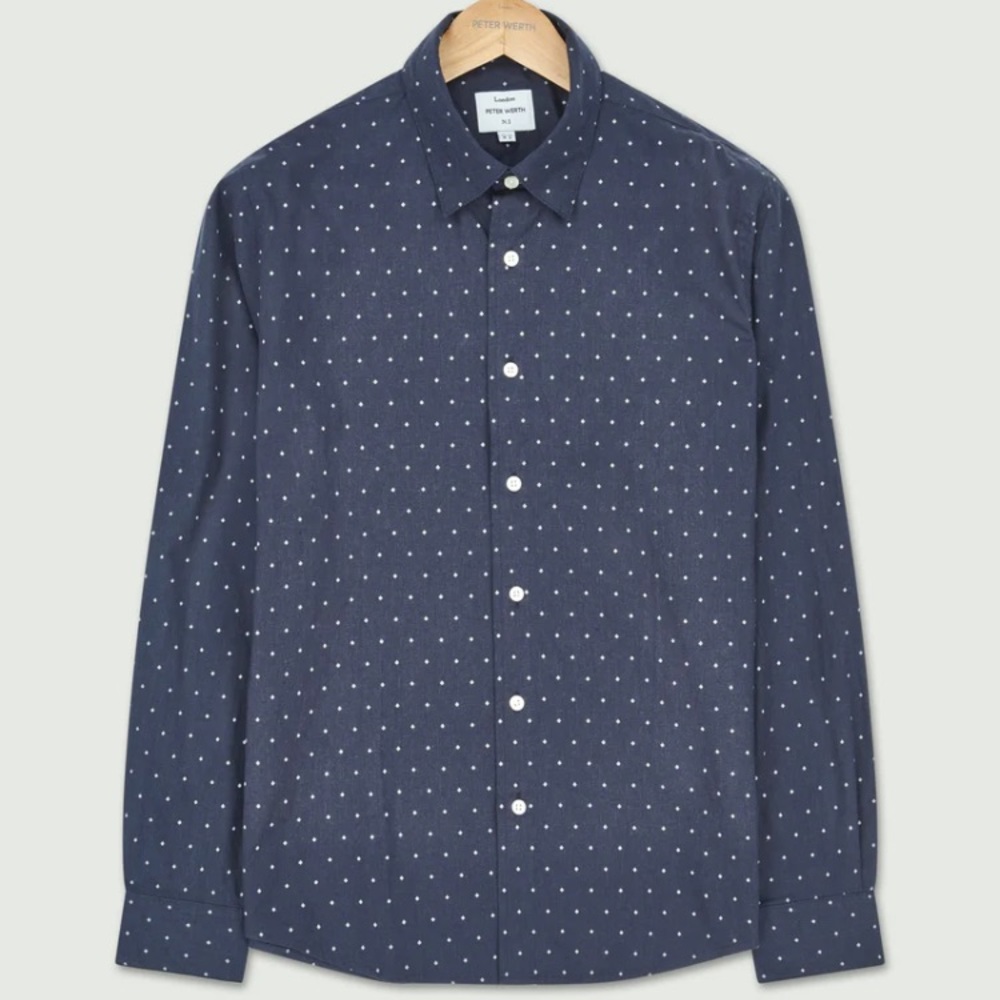 NWT CULMORE LONG SLEEVE SHIRT - NAVY/WHITE Sz large (US) XL ( EU)